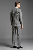 Lapela Cinzenta Notched 3 Piece One Button Fato Homem