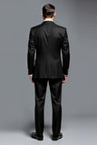 2 Peças Preto Lapela Notched Single Peito Masculino Prom Suits