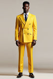 Yellow Peak Lapel Duplo Peito Masculino Prom Suits