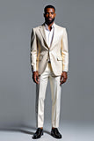 Marfim Notched Laple Single Breasted Homens Prom Suits
