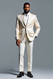 Marfim Notched Laple Single Breasted Homens Prom Suits