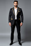Preto 2 Peças Notched Lapel Prom Suits
