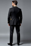 Preto 2 Peças Notched Lapel Prom Suits