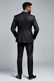 Preto Slim Fit 2 Peça Notched Lapela Terno Masculino