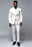 Texturizado Single Breasted Slim Fit 2 peças terno masculino branco