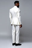 Texturizado Single Breasted Slim Fit 2 peças terno masculino branco