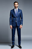 Royal Blue Duplo Peito 2 Peças Notched lapela Homens Prom Suits