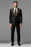 Preto Single Breasted Peak Lapela 2 Peças Homens Prom Suits