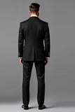 Preto Single Breasted Peak Lapela 2 Peças Homens Prom Suits