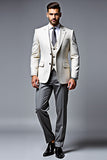 Lapela Notched Dupla Lvory Masculina 3 Peças Fatos de Baile