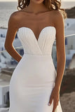 Sereia Sem Alças Marfim Chiffon Longo Vestido de Noiva com Fenda