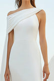 Vestidos de Noiva Bainha Branco Um Ombro Longo