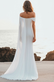 Vestidos de Noiva Branco Fora do Ombro Longo Sereia