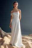 Vestidos Cerimónia Longo Branco Fora do Ombro Cetim