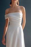 Vestidos Cerimónia Longo Branco Fora do Ombro Cetim