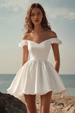 Vestido Linha-A Sem Ombros Mini Babados Vestidinho Branco