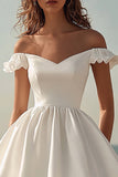 Vestido Linha-A Sem Ombros Mini Babados Vestidinho Branco
