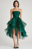 Tule Verde Escuro Linha-A Sem Alças Midi Vestido De Baile