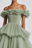 Sage Poeirento Sem Ombros De Baile/Princesa Longos Vestido de Baile
