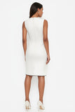 Branco Linha-A Cetim Sem Mangas Midi Vestidos Cerimónia