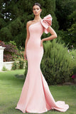 Vestidos Cerimónia Rosa Sereia Longo Um Ombro Cetim