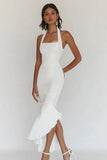 Vestidos Cerimónia Midi Cabeçada Branco Sereia