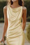 Daffodil Cowl Neck Cetim Sereia Vestido Madrinha