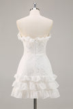 Sem Alças Renda Linha-A Mini Vestidinho Branco