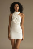 Cabeçada Bodycon Sem Mangas Curto Vestidinho Branco