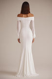Vestido de Noiva Longo Chiffon Branco Fora do Ombro