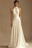Vestido de Noiva Longo Branco Cabeçada Cetim Sem Encosto