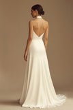 Vestido de Noiva Longo Branco Cabeçada Cetim Sem Encosto