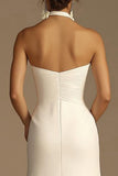 Vestidos de Noiva Cabeçada Branco Cetim Longo Sereia