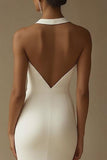 Vestido de Noiva com Fenda Sereia Longo Branco Cetim Cabeçada