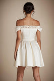 Linha-A Sem Ombros Renda Mini Vestido de Formatura