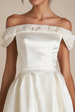 Linha-A Sem Ombros Renda Mini Vestido de Formatura