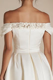 Linha-A Sem Ombros Renda Mini Vestido de Formatura
