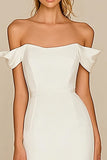 Vestidos de Noiva Branco Fora do Ombro Sereia Cetim Chiffon