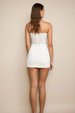 Vestidinho Branco com Lantejoulas Sem Alças Bodycon Curto/Mini Brilhante