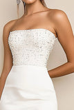Vestidinho Branco com Lantejoulas Sem Alças Bodycon Curto/Mini Brilhante