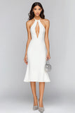 Vestido Sereia Cabeçada Cetim Midi Vestidinho Branco