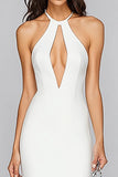 Vestido Sereia Cabeçada Cetim Midi Vestidinho Branco