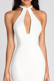 Vestidos Bodycon Cabeçada Cetim Curto Vestidinho Branco