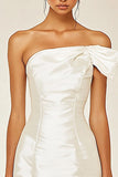 Vestidinho Branco Um Ombro Bodycon Cetim Curto/Mini