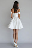 Branco Uma linha fora do ombro vestido de formatura