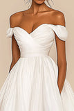 Bodycon Fora do Ombro Ruched Curto/Mini Vestidinho Branco
