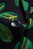 Folha Verde Escura Estampada Lapela Blazer Masculino