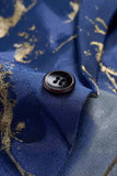 Azul Impresso Um Botão Notched Lapela Fit Blazer Masculino