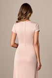 Bainha Cetim Ruched Longos Vestido Mae Noiva com Fenda