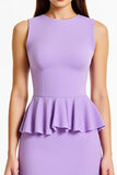 Vestidos Cerimónia com Folhos Sereia Lilás Longo Pescoço Redondo